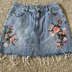 Topshop MOTO Floral Denim Skirt